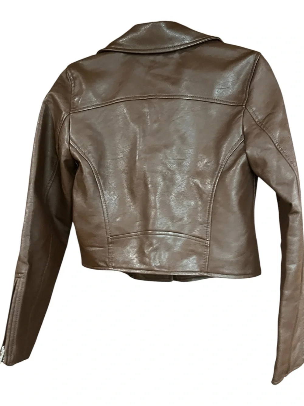 Abercrombie & Fitch Women's Brown Faux Leather Moto Jacket SizeS